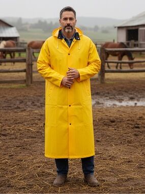 Men's NEESE Yellow Waterproof Raincoat Long Hooded Jacket